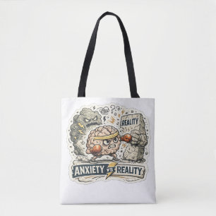 Angst versus Realiteit Grappige Mentale Gezondheid Draagtas