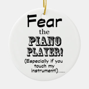 Angst voor de pianospeler keramisch ornament