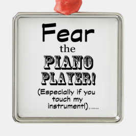 Angst voor de pianospeler metalen ornament