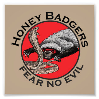 Angst voor geen aambeeld badass Honey Badger Red A Foto Afdruk