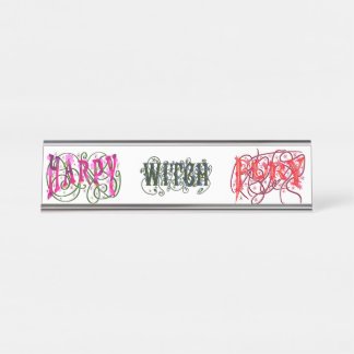 Angst voor haar x 3 bureau naambordje