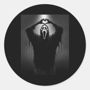 Angstaanjagende gezicht horror geest hart handen g ronde sticker
