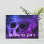 Angstaanjagende Gothic Skull Halloween Party Kaart (Staand voorkant)