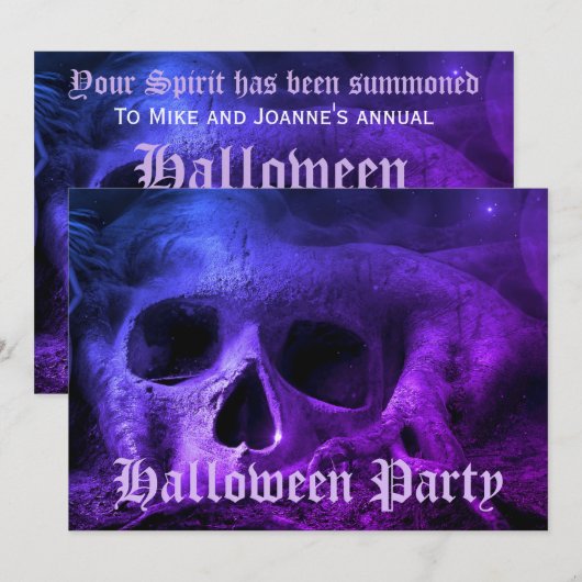Angstaanjagende Gothic Skull Halloween Party Kaart (Voorkant / Achterkant)