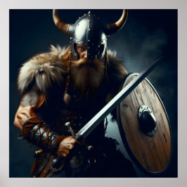 Angstaanjagende Grizzly gedetailleerde Viking Warr Poster