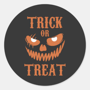 Angstaanjagende Halloween Face Trick Treat Dark Sp Ronde Sticker