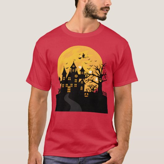 Angstaanjagende Halloween huis vrienden T-shirt (Voorkant)
