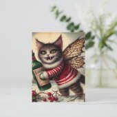 Angstaanjagende kerst vampier fee Kat met eierpunc Briefkaart (Staand voorkant)