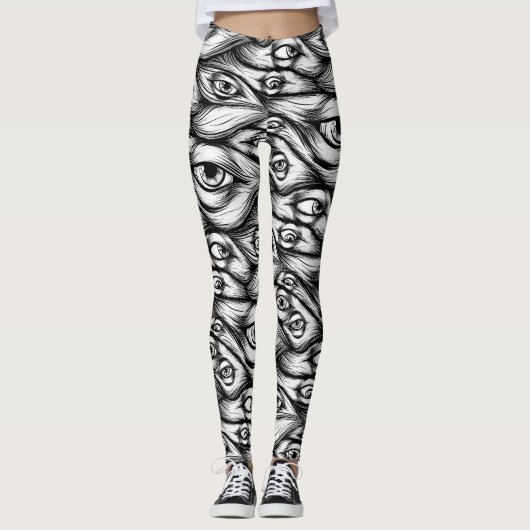 Angstaanjagende ogen Halloween Leggings (Voorkant)