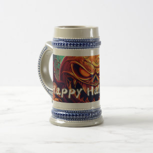 Angstaanjagende Oranje pompoen met gezicht, Hallow Bierpul