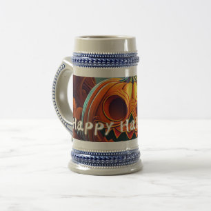 Angstaanjagende Oranje pompoen met gezicht, Hallow Bierpul
