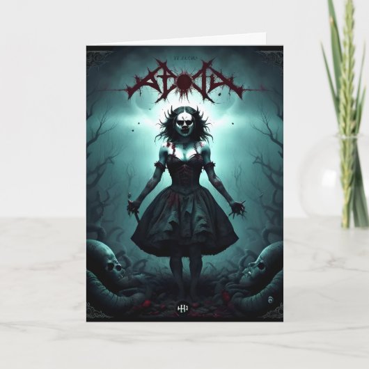 Angstaanjagende vrouw Halloween Kaart (Voorkant)