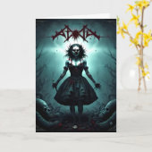 Angstaanjagende vrouw Halloween Kaart (Gele Bloem)