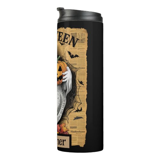 Angstig spook met een Jack O'Lantern Thermosbeker (Geroteerd rechts)