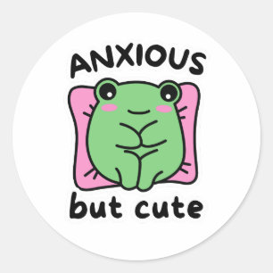 Angstige maar Schattigee, grappige angstige kikker Ronde Sticker
