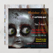 Angstige pop enge Halloween Square uitnodiging (Voorkant / Achterkant)