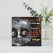 Angstige pop enge Halloween Square uitnodiging (Staand voorkant)