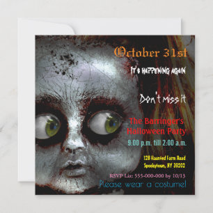 Angstige pop enge Halloween Square uitnodiging