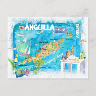 Anguilla Antilles Illustré Cartes de Voyage des Ca