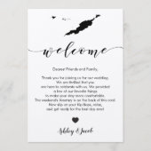 Anguilla bruiloft welkomstbrief en reisschema Kaar Programma (Voorkant)