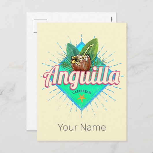Anguilla Caraïben Retro Vakantie Eiland Feestdagenkaart (Voorkant / Achterkant)