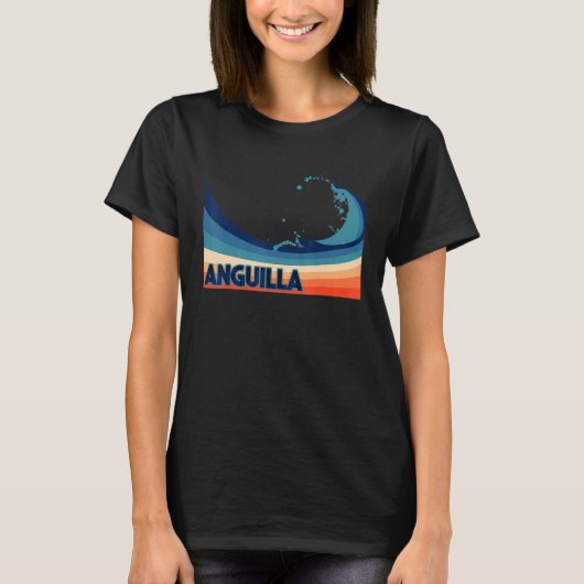 Anguilla Caribbean Retro Surf Sailing & Vissen V T-shirt (Voorkant)