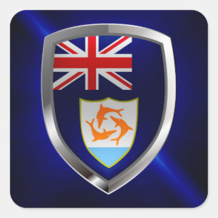 Anguilla Mettalic Emblem Vierkante Sticker
