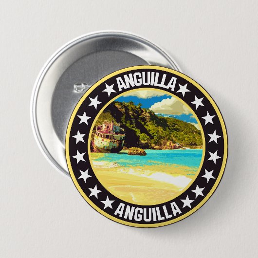 Anguilla Ronde Button 7,6 Cm (Voorkant /achterkant)