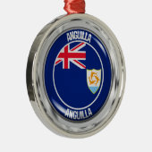 Anguilla Round Emblem Metalen Ornament (Rechts)