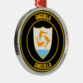 Anguilla Round Emblem Metalen Ornament (Rechts)