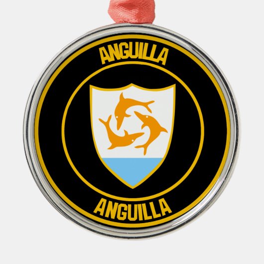 Anguilla Round Emblem Metalen Ornament (Voorkant)