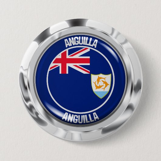 Anguilla Round Emblem Ronde Button 7,6 Cm (Voorkant)