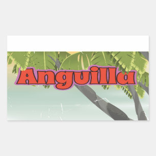 Anguilla vintage reisposter. rechthoekige sticker