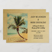 Anguilla Wedding Invitation Beach Palm Tree Kaart (Voorkant / Achterkant)