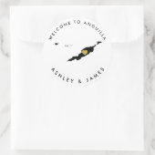 Anguilla Wedding Welcome Sticker Label Gold & Blac (Tas)