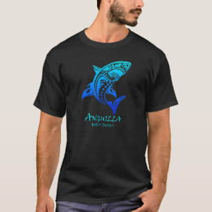 Anguilla West Indies Retro Tribal Shark Va T-shirt