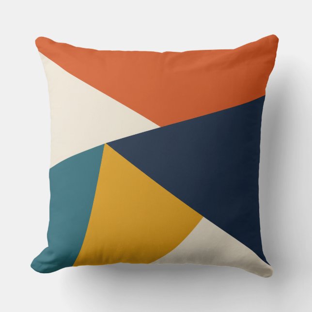 Angular Balance Navy Gold Teal Kussen (Voorkant)