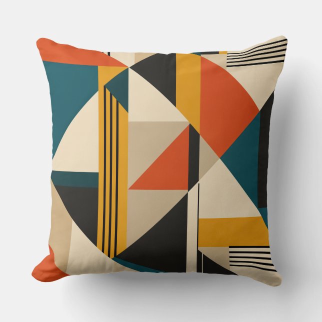 Angular Teal Orange Geometric Modernist Abstract Kussen (Voorkant)