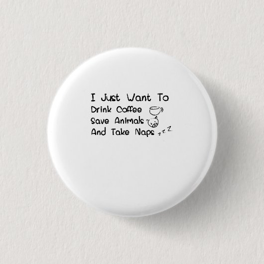 Anima Coffee Nap Lover Veterinairs Funny Gif Ronde Button 3,2 Cm (Voorkant)