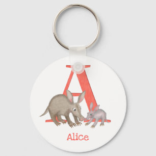 Animal ABC A is voor aardvarksleutelring Sleutelhanger