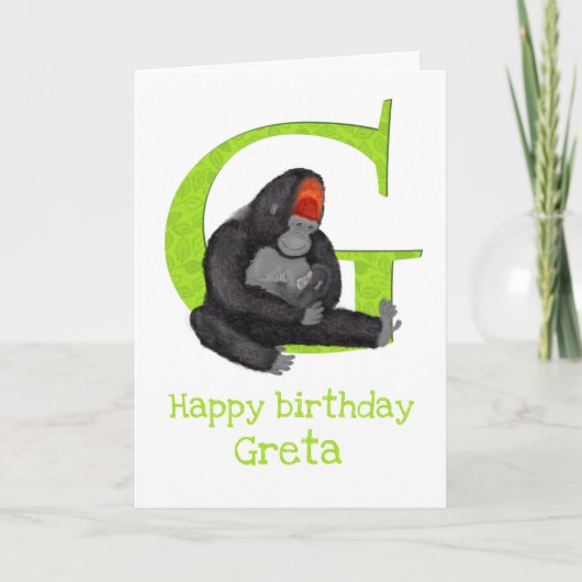 Animal ABC G is een gorilla verjaardagskaart Kaart (Voorkant)