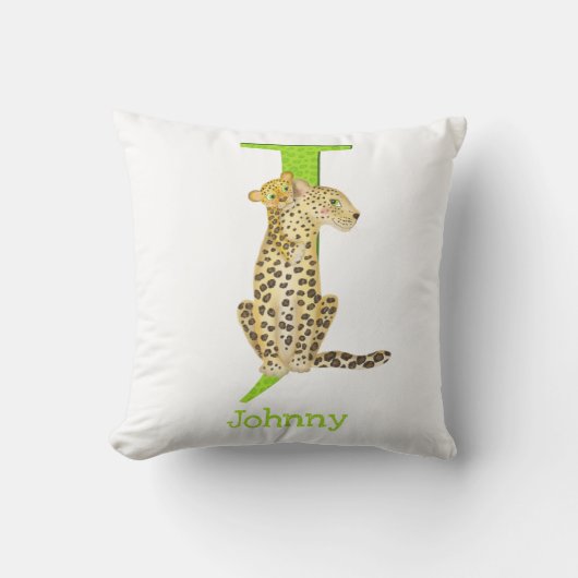 Animal ABC J est pour coussin jaguar (Recto)