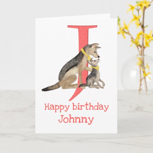 Animal ABC J is voor jackal verjaardagskaart Kaart (Gele Bloem)
