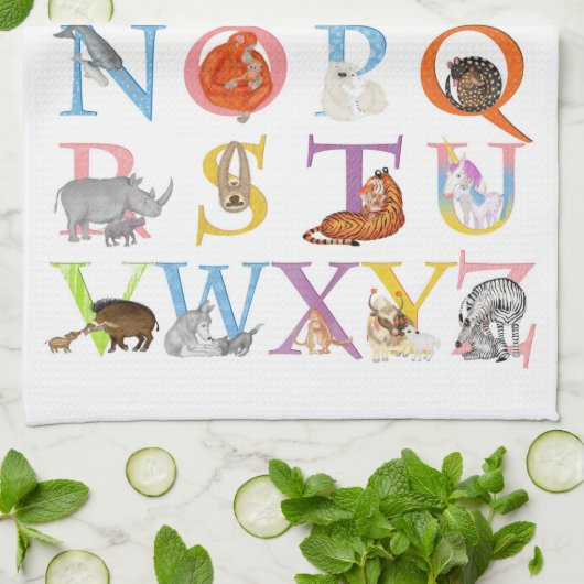 Animal ABC serviette à thé (Plié)