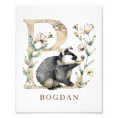 Animal Alphabet Letter B Kids Name Nursery Poster (Devant)