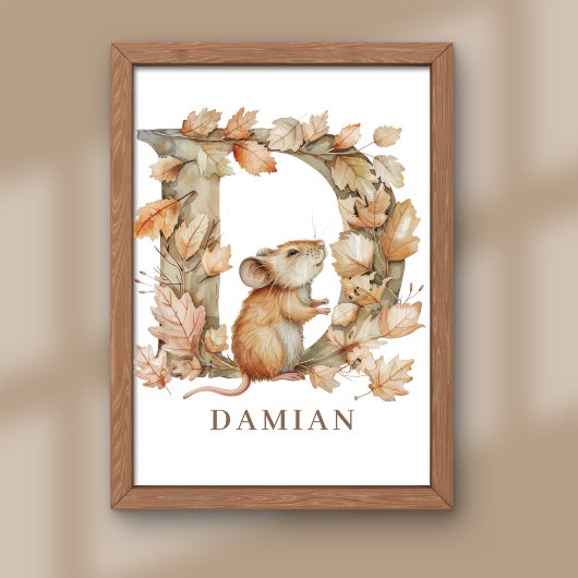 Animal Alphabet Letter D Kids Name Mouse Poster