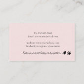 Animal assis Chien marchant rose Carte de visite (Dos)