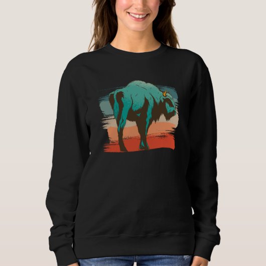 Animal Bison Illustration Trui (Voorkant)