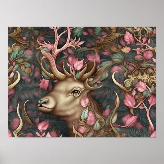 Animal caché rose cerf de forêt | Impression du mu (Devant)