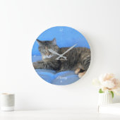 animal chat félin chaud amour bébé grande horloge (Maison)